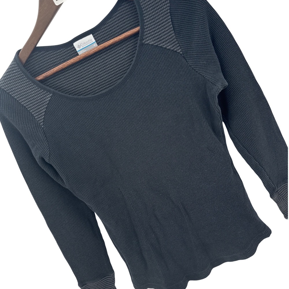 Columbia Womens Thermal Long Sleeve M Charcoal Grey Waffle Knit Base Layer